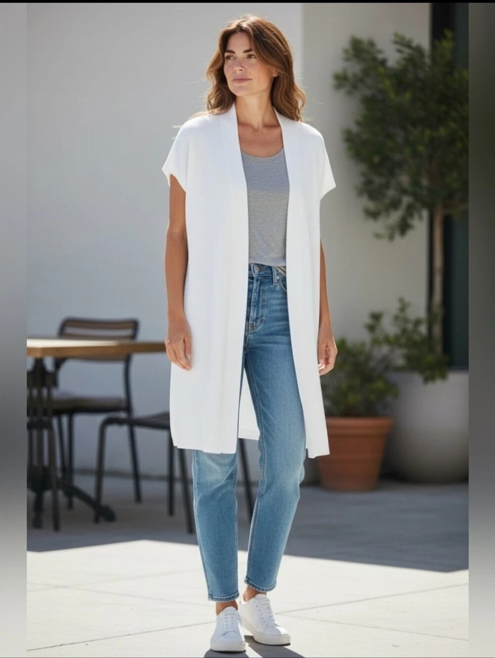 Eileen Fisher Organic Linen Open Front Duster Cardigan #3831